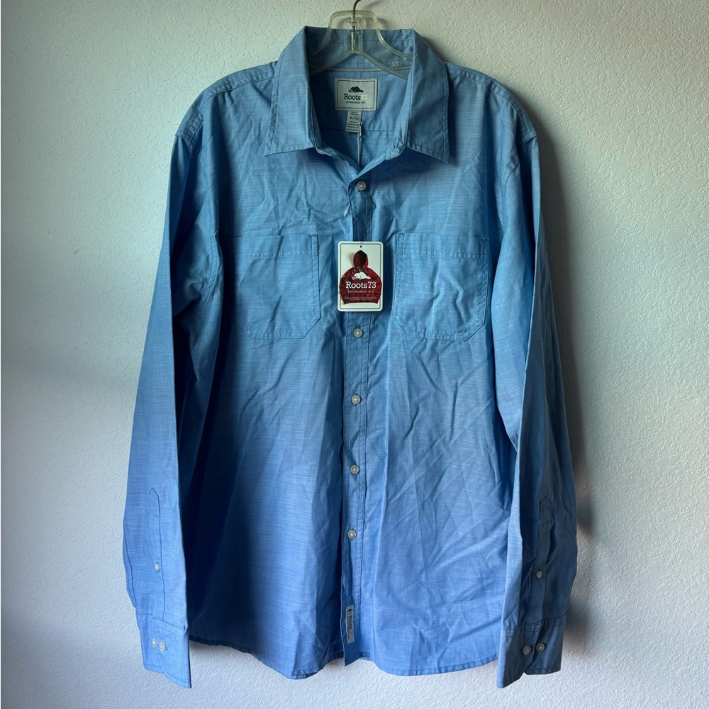 Roots 73 Audi Button Down Shirt Mens Blue Long Sleeve NWT